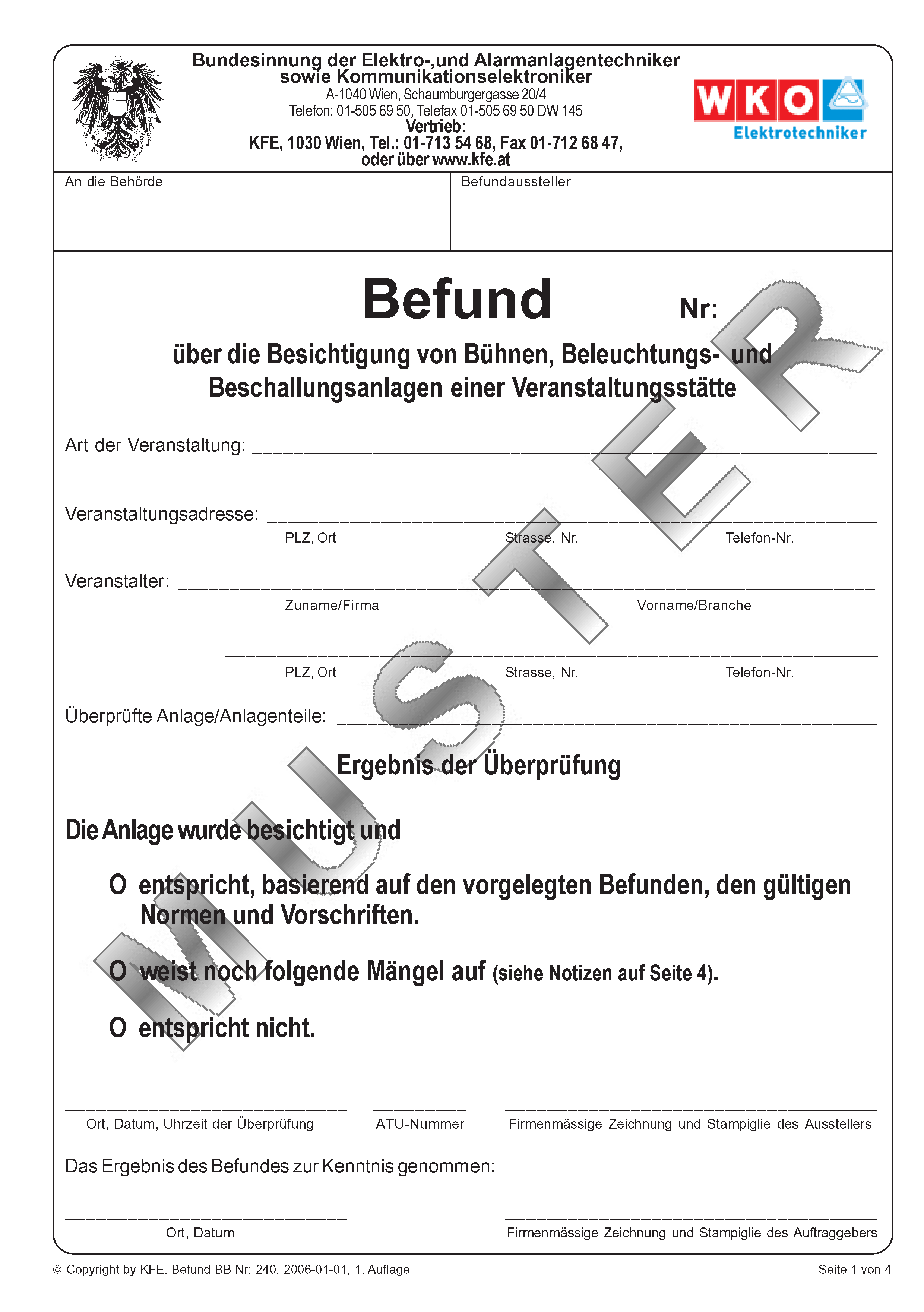 240 Befund: Beleuchtungs- und Beschallungsanlagen von Veranstaltungsstätten