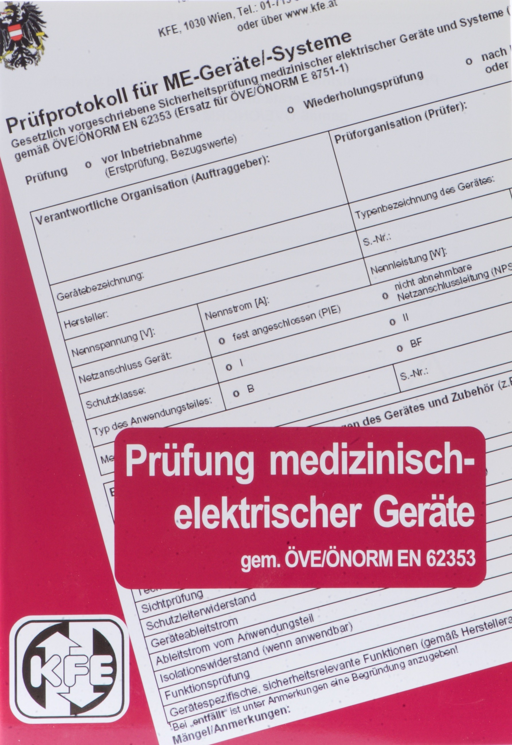 Broschüre "Prüfung elektrisch-medizinischer Geräte" gem. ÖVE/ÖNORM EN62353