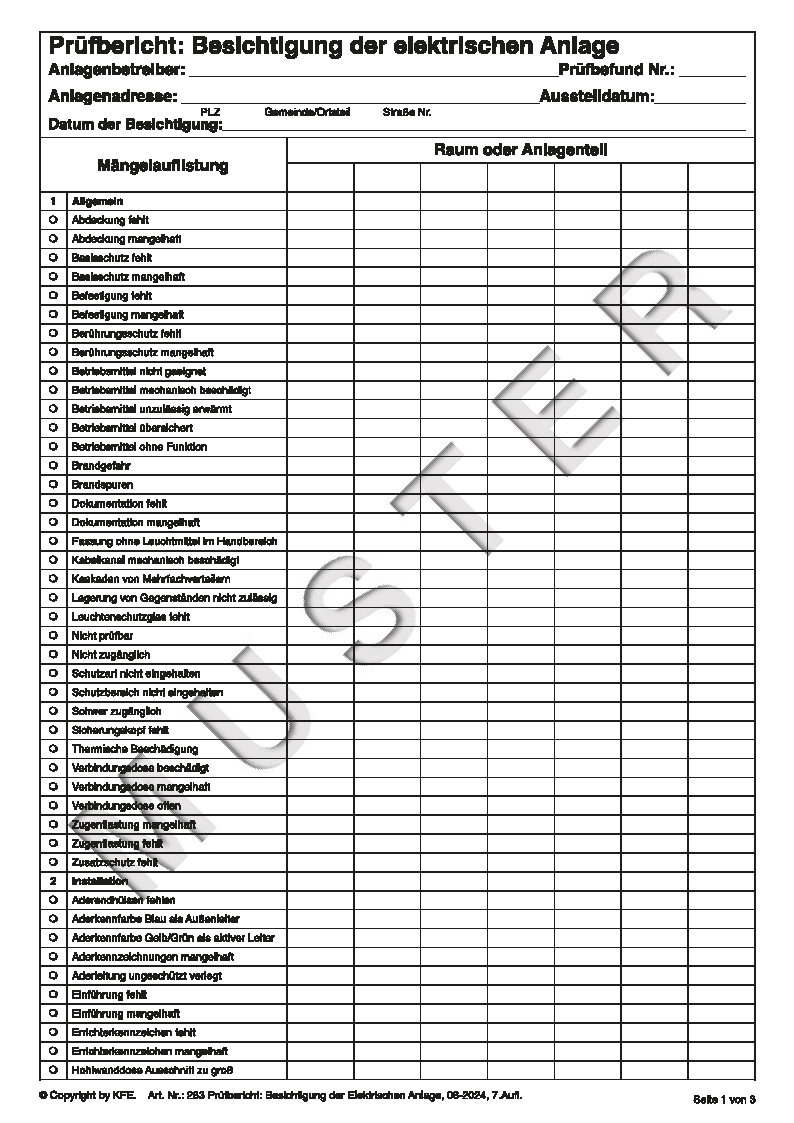 283 Prüfbefund Elektrische Anlage Besichtigung