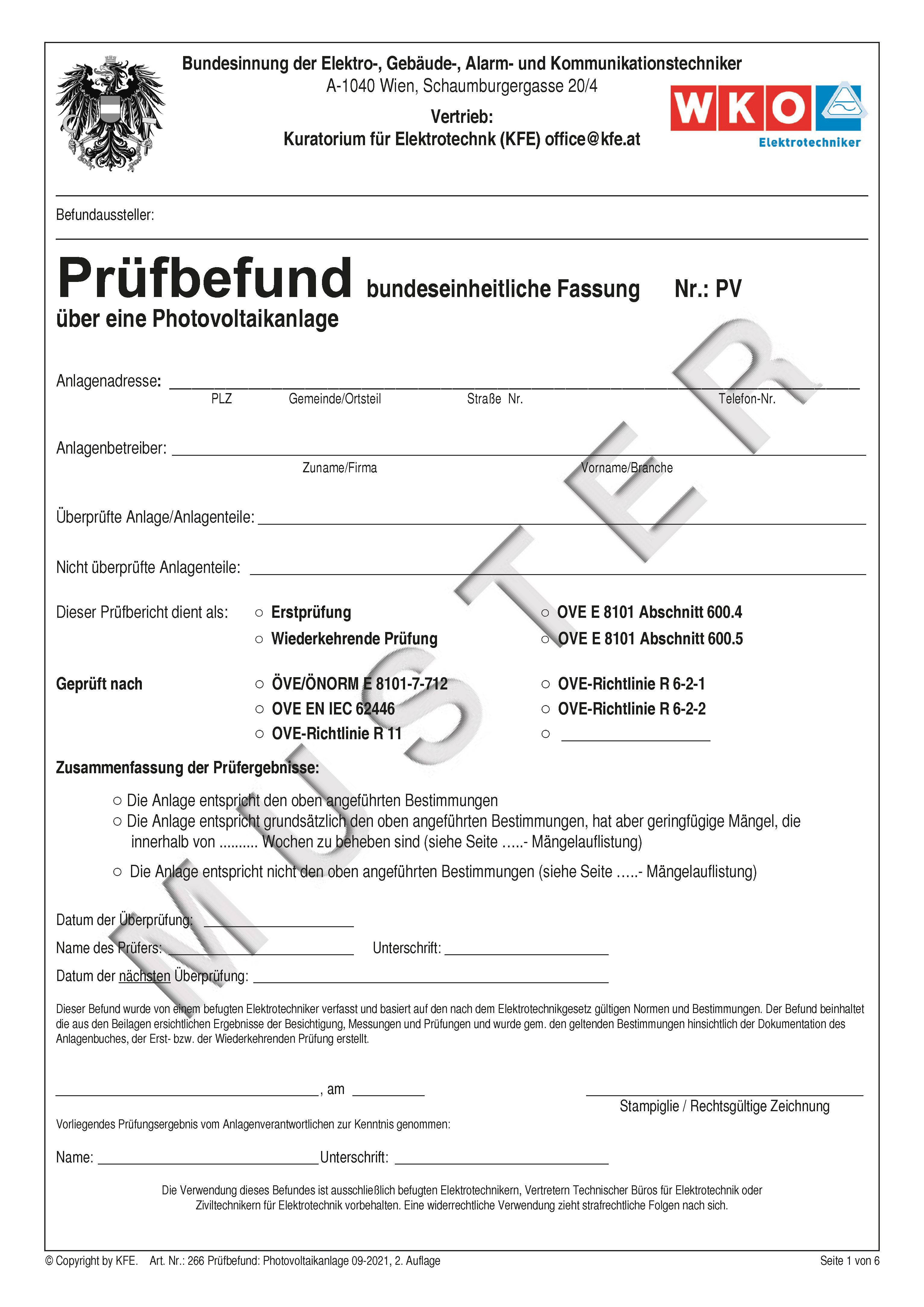 266 Prüfbefund über eine Photovoltaikanlage