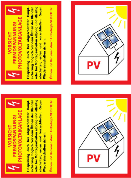 Aufkleber Fremdspannung Photovoltaik